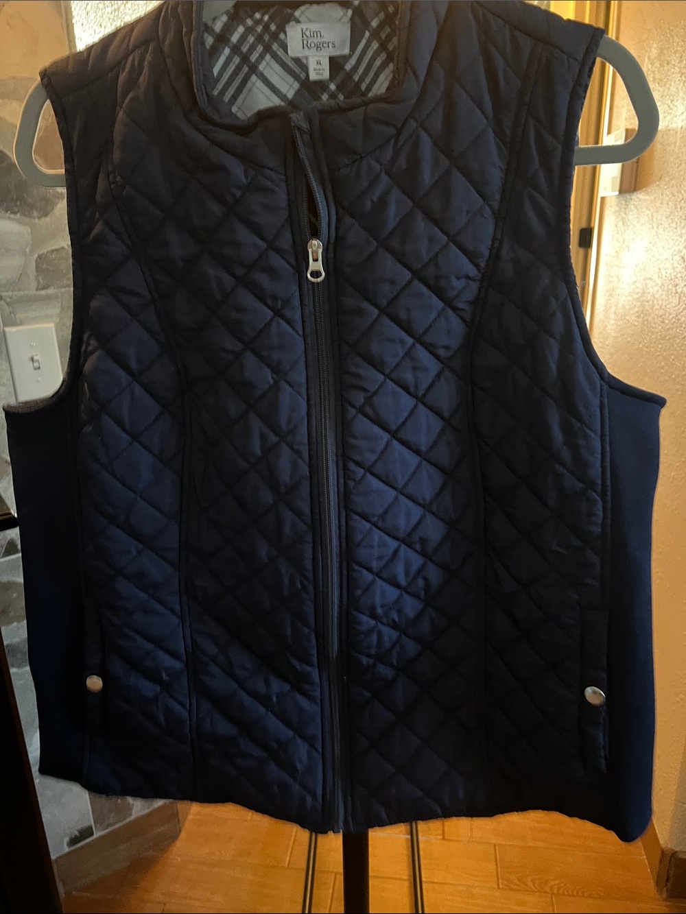 Kim Rogers Quilted Navy Zip-Front Vest